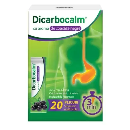 Dicarbocalm cu aroma de coacaze negre, 351,9 mg/400 mg suspensie orala, 20 plicuri, Opella OPELLA HEALTHCARE — preț și oferte
