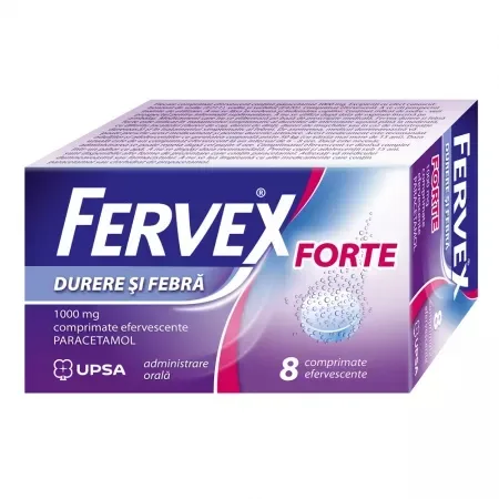 Fervex Durere si Febra Forte, 1000mg, 8 comprimate efervescente, Upsa — preț și oferte