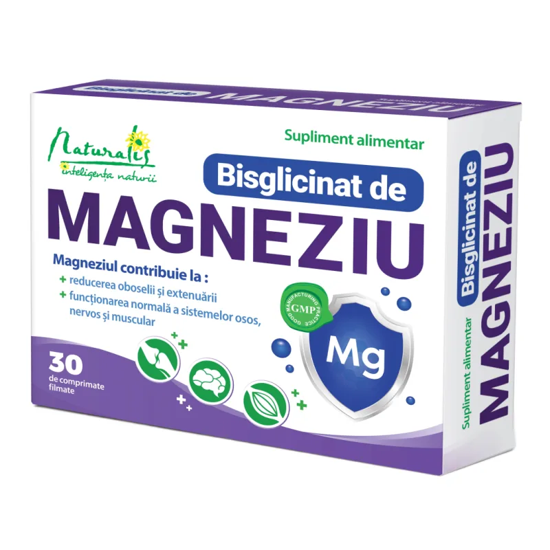 Bisglicinat de magneziu, 30 comprimate, Naturalis — preț și oferte