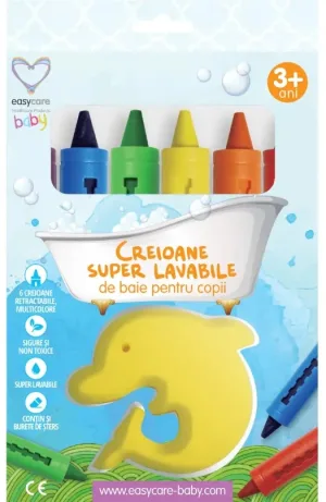Creioane super lavabile de baie pentru copii, EASY00135, 6 bucati, EasyCare Baby