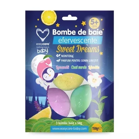 Bombe de baie efervescente pentru copii Sweet Dreams, 3 bucati, Easycare Baby EASYCARE HEALTHCARE PRODUCTS — preț și oferte