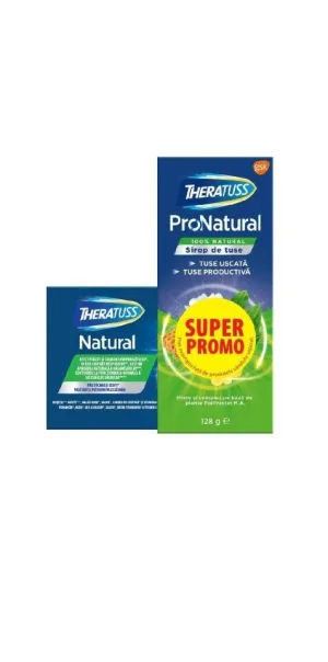 Theratuss ProNatural sirop de tuse, 128g + Theratuss Natural, 16 comprimate de supt, GSK