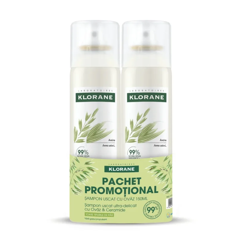 Pachet sampon uscat cu ovaz, 150ml, 2 bucati, Klorane LAB. KLORANE FRANTA — preț și oferte