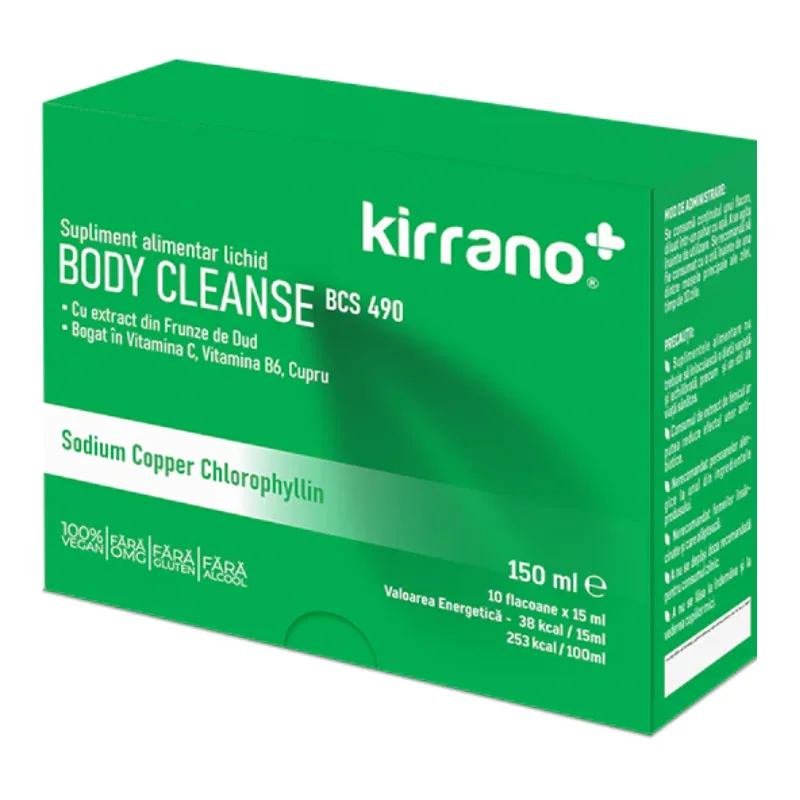 Body Cleanse BCS490, 10 flacoane*15 ml, Kirrano — preț și oferte