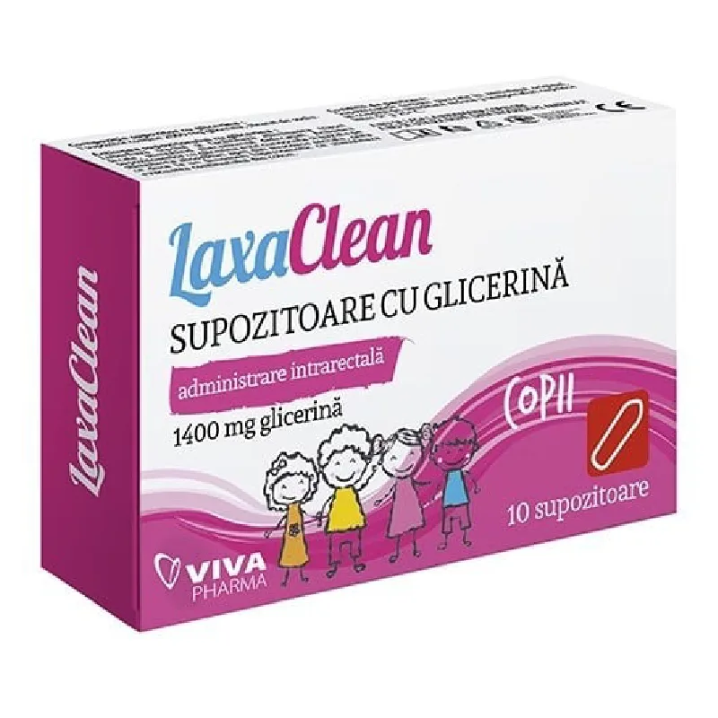 Supozitoare cu glicerina pentru copii LaxaClean, 10 bucati, Viva Pharma — preț și oferte