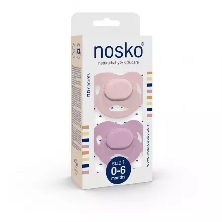 Set suzete pentru bebelusi 0-6 luni, Roz & Lila, 2 bucati, Nosko Baby — preț și oferte