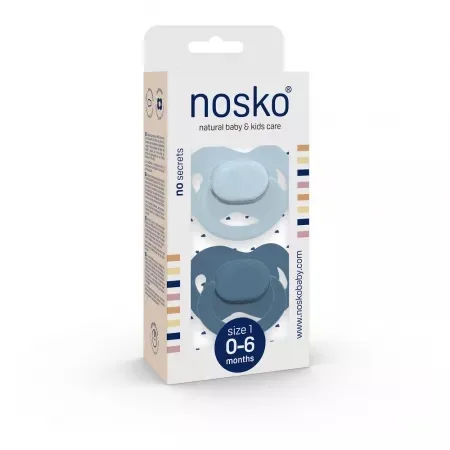 Set suzete pentru bebelusi 0-6 luni, Baby blue & Albastru, 2 bucati, Nosko Baby — preț și oferte