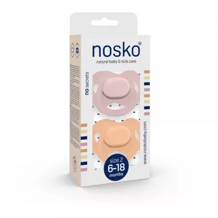 Set suzete pentru bebelusi 6-18 luni, Roz & Piersica, 2 bucati, Nosko Baby — preț și oferte