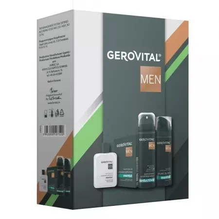 Set Gerovital Men Lotiune dupa ras cu mentol, 100ml + Deodorant Seductive, 150ml + Spuma de ras cu mentol, 200ml, 4441, Farmec — preț și oferte