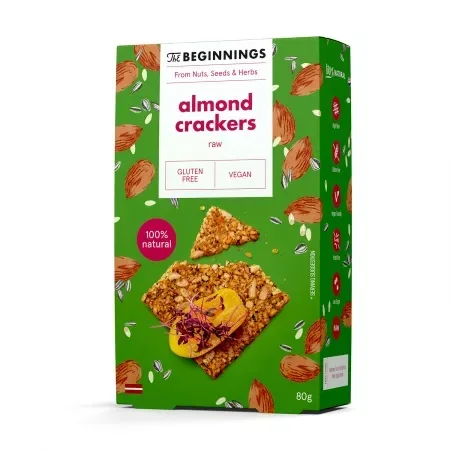 Crackers cu migdale si seminte, 80g, The Beginnings — preț și oferte