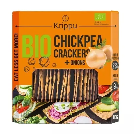 Crackers Bio Năut cu Ceapă, 80g, Krippu — preț și oferte