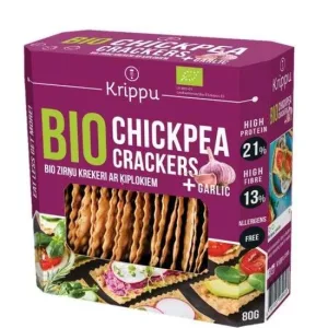 Crackers cu naut si usturoi bio, 80g, Krippu
