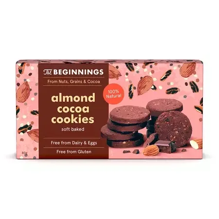 Cookies cu migdale si cacao, 80g, The Beginnings — preț și oferte