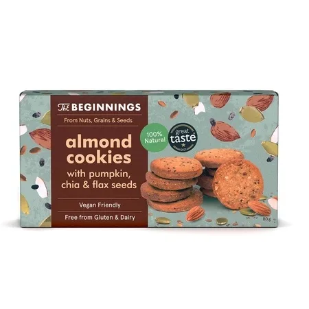 Cookies cu migdale, seminte de dovleac, chia si in, 80g, The Beginnings — preț și oferte