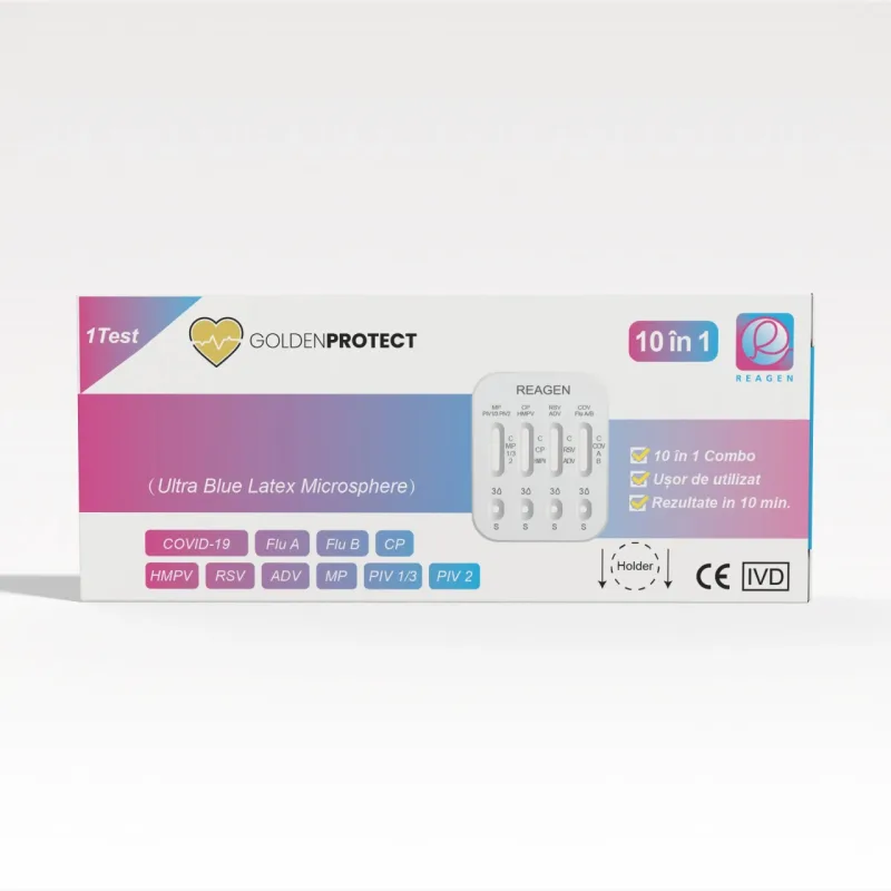 Test Rapid COVID19 COMBO 10 in1 infectii respiratorii + HMPV, Golden Protect — preț și oferte