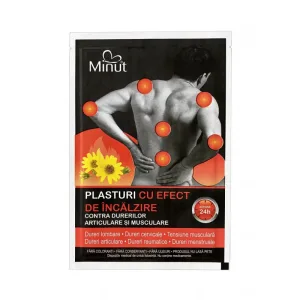 Plasturi cu arnica si gheara diavolului cu efect de incalzire, 9 x 14cm, 1 bucata, Minut