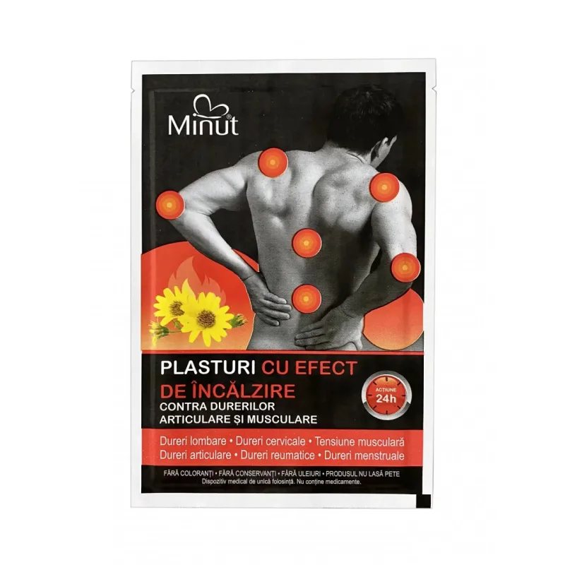 Plasturi cu arnica si gheara diavolului cu efect de incalzire, 9 x 14cm, 1 bucata, Minut — preț și oferte