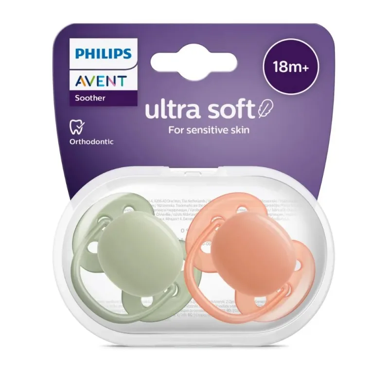 Suzete Ultra Soft portocaliu/verde 18l+, 2 bucati, SCF093/01, Avent PHILIPS AVENT — preț și oferte