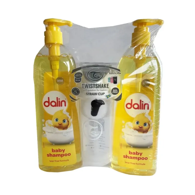 Pachet Sampon fara lacrimi, 750ml, 2 bucati + cana cu pai cadou, Dalin — preț și oferte