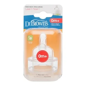 Tetina din silicon cu gat larg, nivel 1, 0luni+, 352, 2 bucati, Dr. Browns — preț și oferte