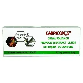 Carpicon S cu propolis si extract de rasina, 1,5g, 10 supozitoare ELZIN PLANT — preț și oferte