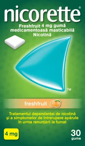 Nicorette FreshFruit, 4mg, 30buc guma mast, Kenvue