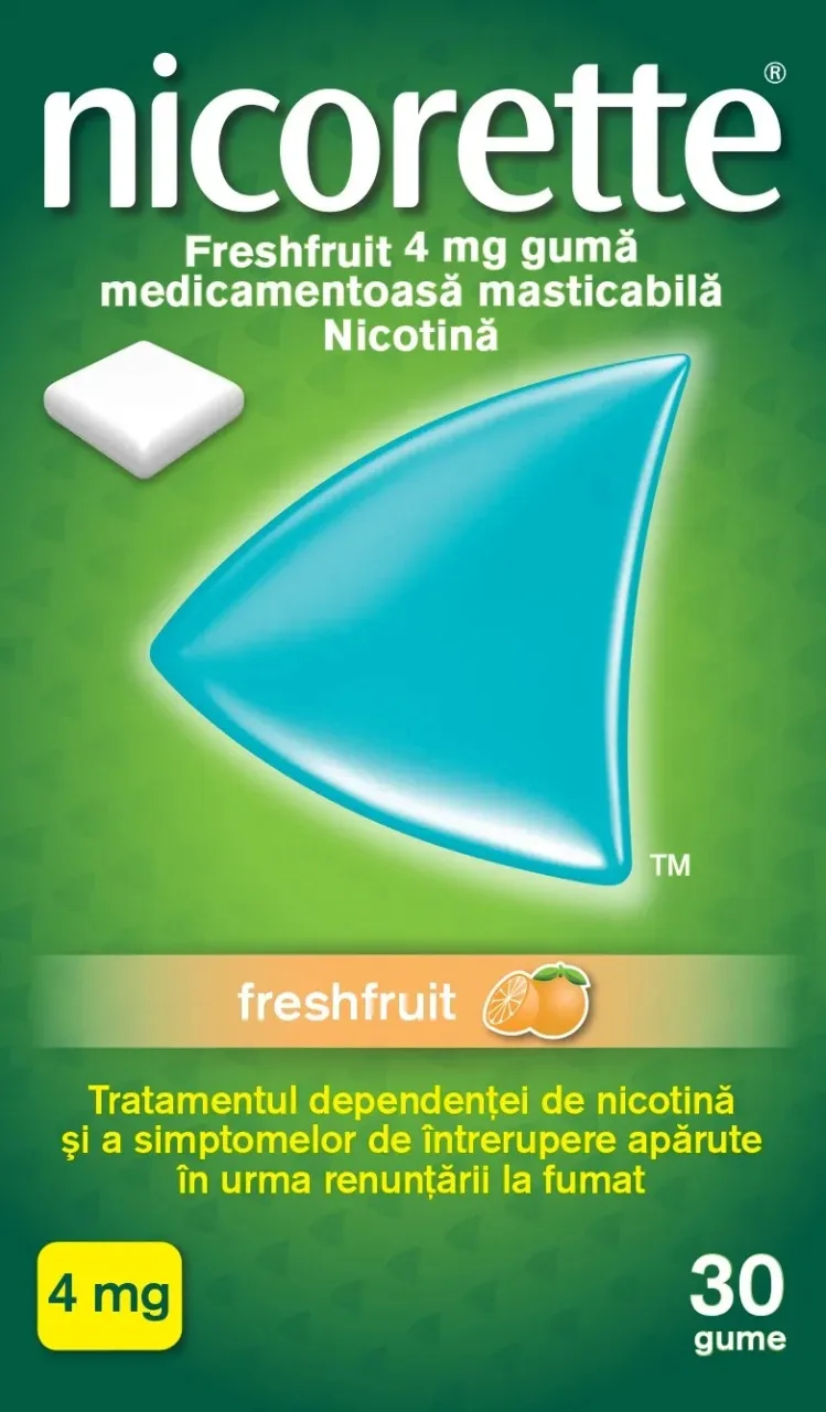 Nicorette FreshFruit, 4mg, 30buc guma mast, Kenvue — preț și oferte