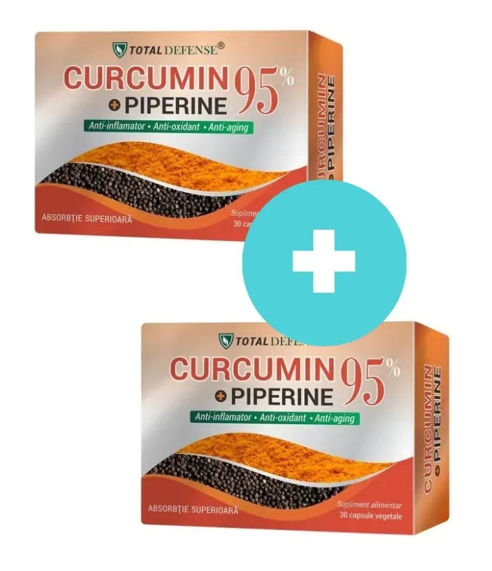 Pachet Curcumin + Piperine 95%, 30 capsule, 2 bucati, Cosmopharm — preț și oferte