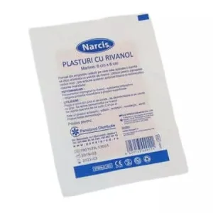 Plasturi cu rivanol 6 x 8cm, 50 bucati, Narcis