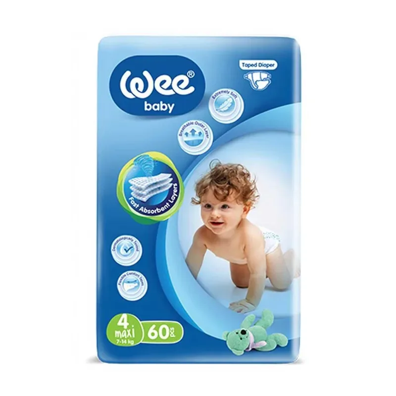 Scutece pentru copii Maxi marimea 4, 7-14kg, 60 bucati, Wee Baby — preț și oferte