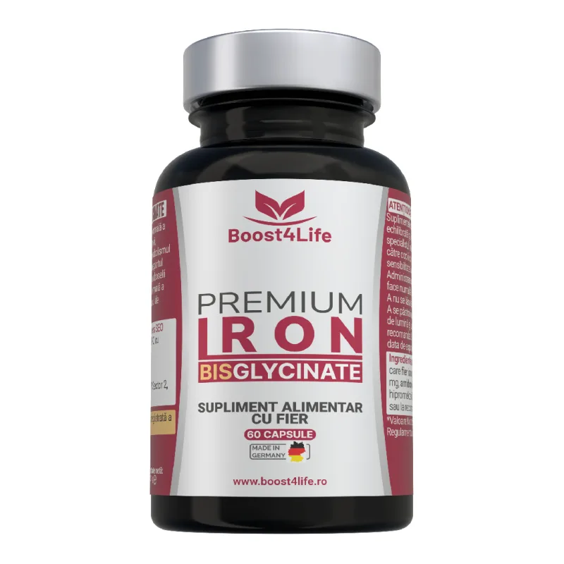 Fier Bisglicinat Premium, 60 capsule vegane, Boost4Life — preț și oferte