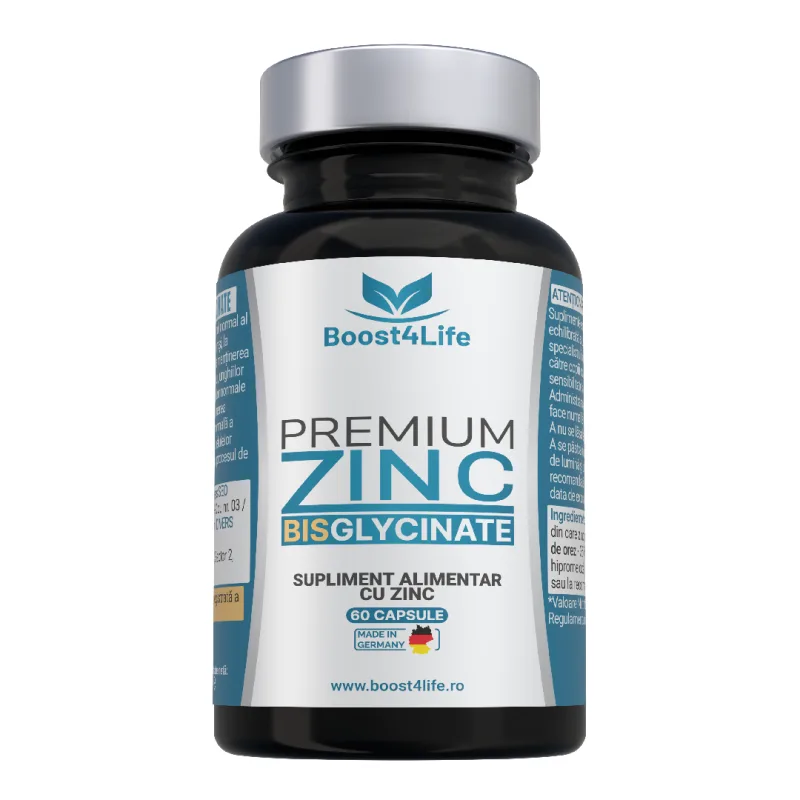 Zinc Bisglicinat Premium, 60 Capsule Vegane, Boost4Life — preț și oferte