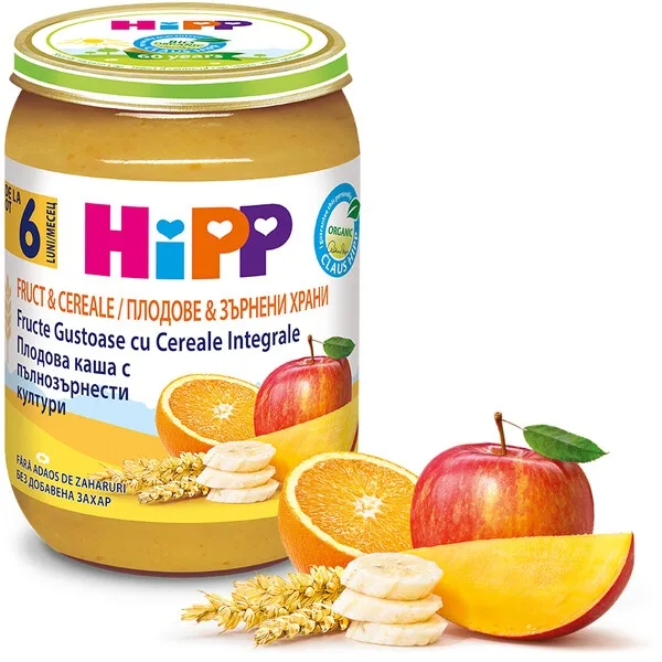 Pireu bio din fructe gustoase cu cereale integrale 6luni+, 190g, Hipp HIPP GMBH — preț și oferte