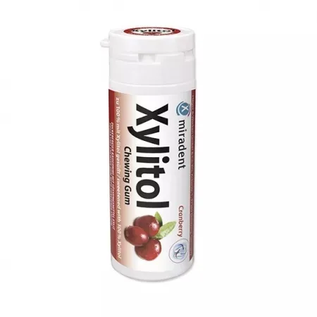 Guma de mestecat Cranberry Xylitol, 30 bucati, Miradent — preț și oferte