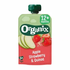 Piure bio din mere, capsuni si quinoa +12 luni, 100g, Organix