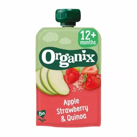 Piure bio din mere, capsuni si quinoa +12 luni, 100g, Organix — preț și oferte