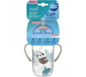 Cană anti-vărsare cu pai Exotic Animals Grey, 270 ml, Canpol