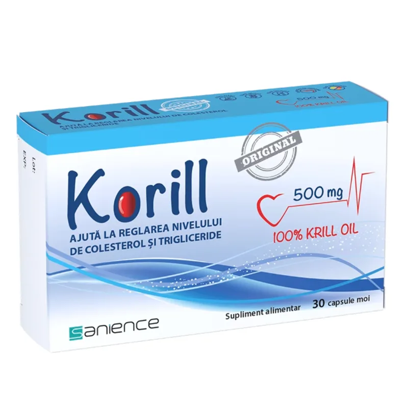 Korill ulei de krill 500 mg, 30 capsule, Sanience SUN WAVE PHARMA — preț și oferte
