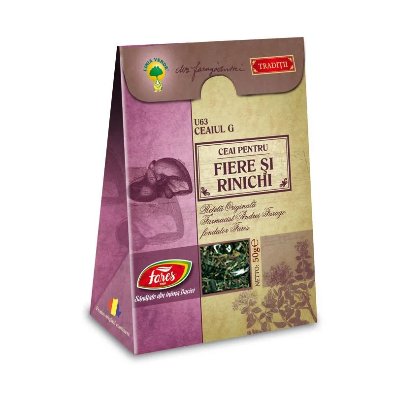 Ceai G, ptentru pietre la fiere si rinichi, 50gr, Fares — preț și oferte