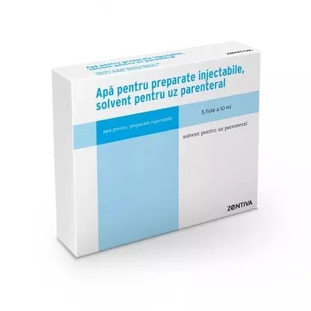 Apa pentru preparate injectabile, solvent pentru uz parenteral, 5 fiole x 10ml, Zentiva — preț și oferte