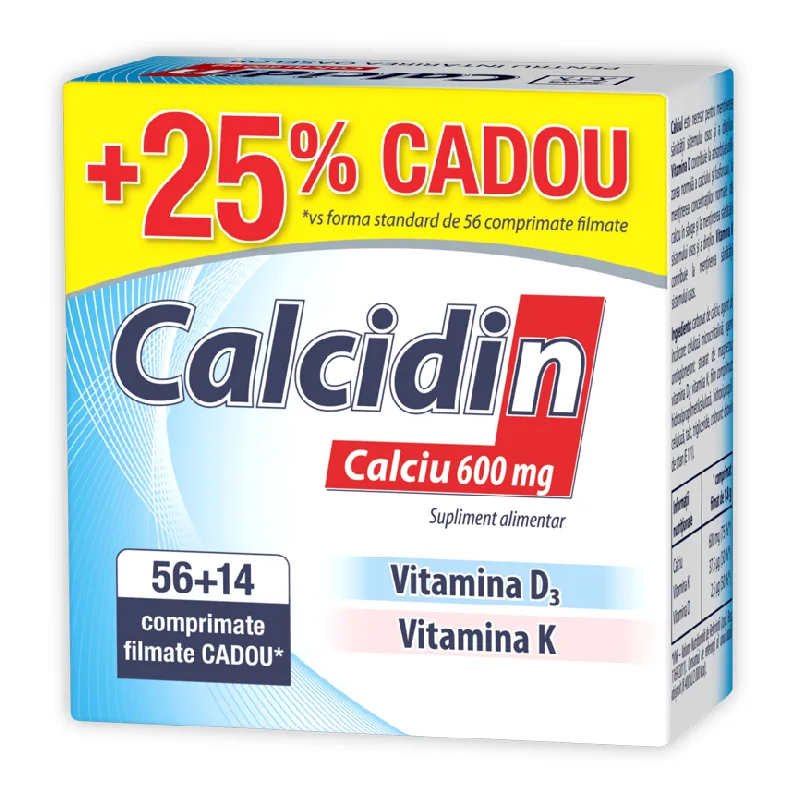 Calcidin 600mg, 56 + 14 comprimate, Zdrovit — preț și oferte