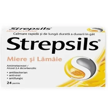 Strepsils miere si lamaie, 24 pastile de supt, Reckitt — preț și oferte
