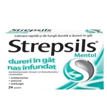 Strepsils mentol, 24 pastile de supt, Reckitt — preț și oferte