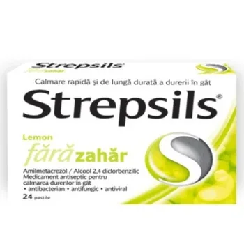 Strepsils Lemon fara zahar, 24 pastile de supt, Reckitt — preț și oferte