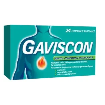 Gaviscon Mentol, 24 comprimate masticabile, Reckitt — preț și oferte