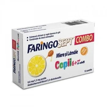 Faringosept Combo cu gust de miere si lamaie, 12 pastile de supt, Terapia TERAPIA SA CLUJ — preț și oferte