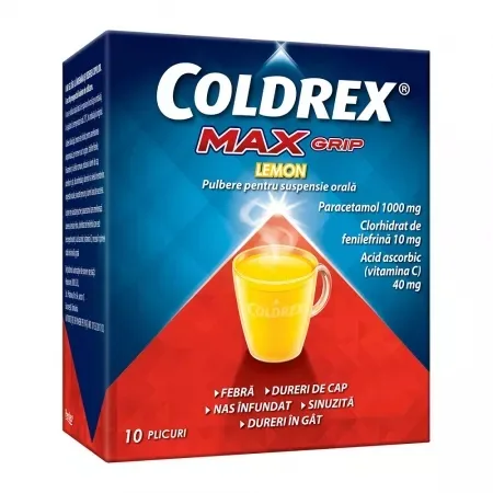 Coldrex Maxgrip Lemon, 10 plicuri, Perrigo — preț și oferte
