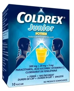 Coldrex Junior Hotrem, 10 plicuri, Perrigo — preț și oferte
