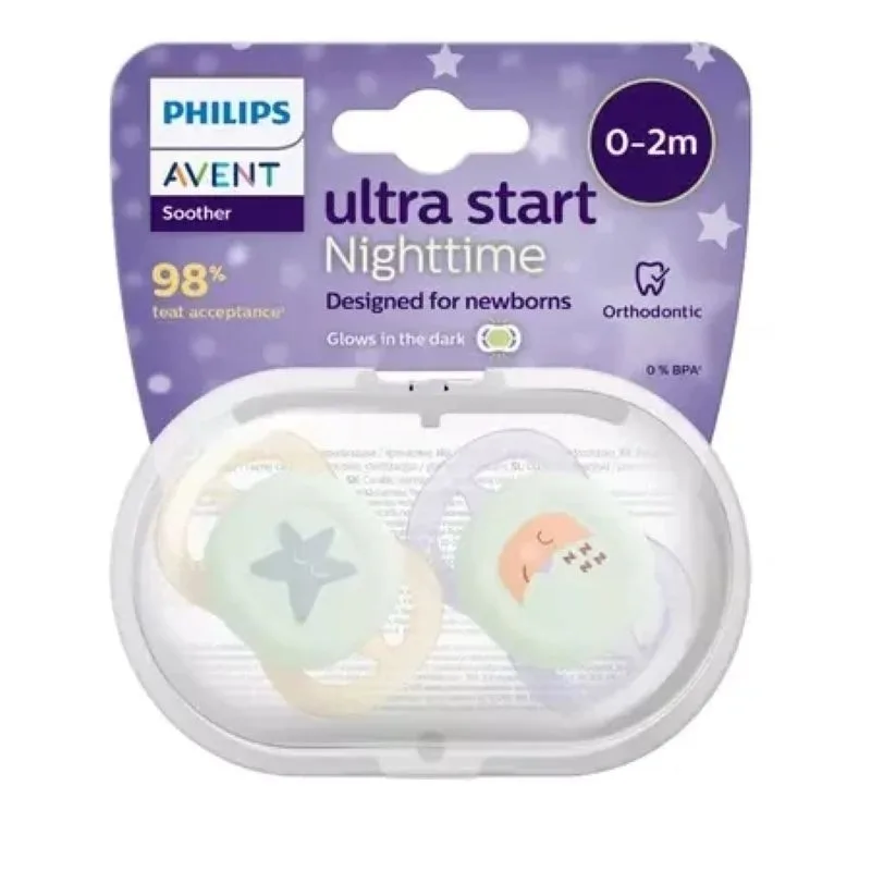 Suzete Ultra Start de noapte Philips Avent, 0-2 luni, Mov/Portocaliu, Philips — preț și oferte