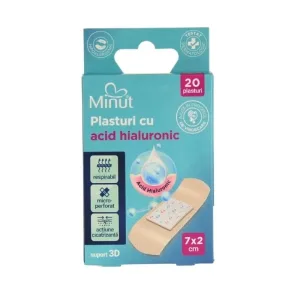 Plasturi acid hialuronic 7cmx2cm, 20 bucăți, Minut